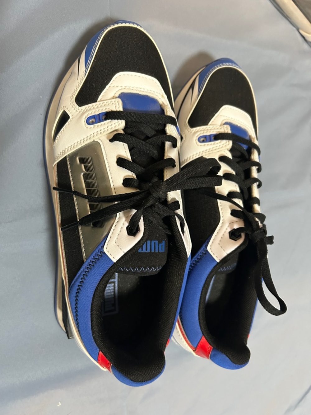 Puma Black White and Royal Blue Low-Top Sneakers